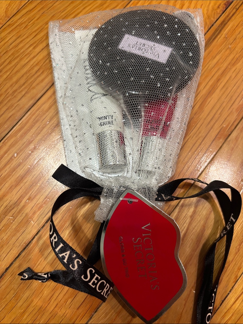 Victoria's Secret Black & Red Mini Beauty Gift Set with mirror & 2 lip products